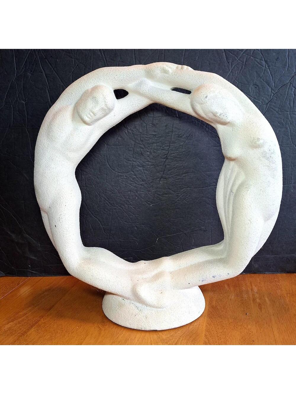 Royal Haegar Art Textured Circle of Love Eternity Pottery Sculpture Vintage 15"H